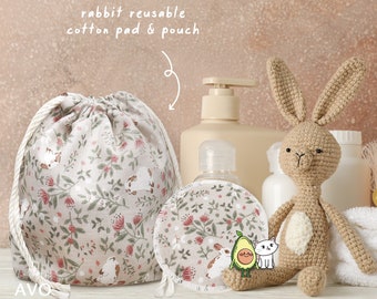 Rabbit Reusable Organic Cotton Pad, Organic Facial Pads, organic cotton pads, Cotton rounds, makeup remover, facial pads, skincare, Gift