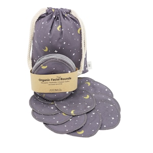 Moon and Star Reusable Organic Cotton Rounds, Organic Facial Pads, Skincare, Bamboo Cotton, Makeup Remover, Makeup Wipes, Gifts, Christmas