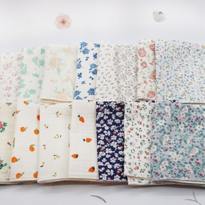 100% Organic Gauze Handkerchiefs, Organic Cotton Handkerchiefs, Flower Patterned Handkerchiefs, Fabric Pouch, Gift, Valentine Day Gift