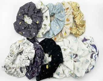 Floral Scrunchies / 100% Cotton Hair Scrunchies / Flower Scrunchy / Hair item / Hair accessory / Gift for her / Gift / Soft Scrunchy / Gift