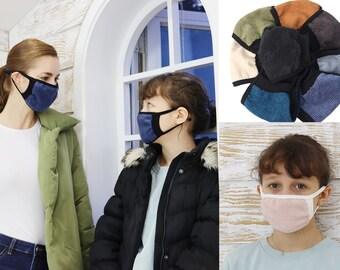 Corduroy Bamboo Face mask,Dust mask,Washable Medical Face Masks,Black Reusable Cotton,Gift,Handmade face mask,handmade