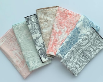 Toile de Jouy Cotton Gauze Scarf – 100% Natural Muslin | Bandana / Head Scarf / Long Scarf | Toile Pattern Gift for Sensitive Skin