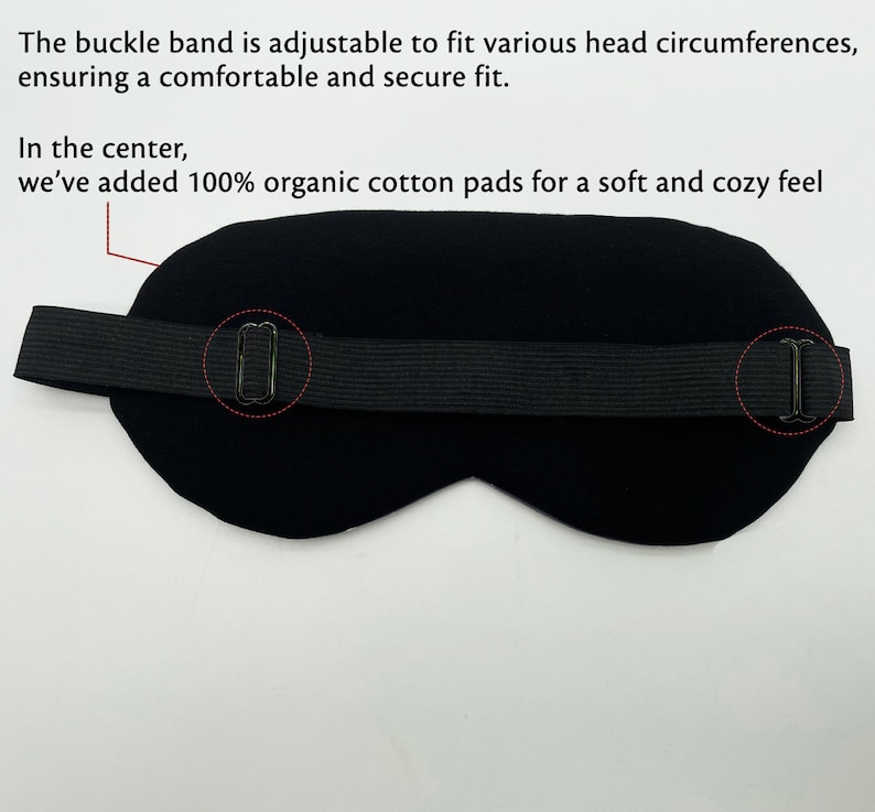 Antifaz para dormir de algodón de bambú 100 % orgánico, antifaz para ojos, sin perfume, ideal para el cuidado personal, relajación, meditación, yoga, spa, viajes y regalos. imagen 4