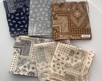 100% Organic Gauze Handkerchiefs, Organic Cotton Handkerchiefs, Paisley Patterned Handkerchiefs, Fabric Pouch, Gift, Valentine Day Gift