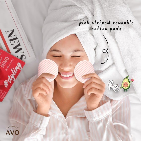 Pink Reusable Organic Cotton Pads Organic Facial Round Organic