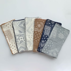 Paisley Cotton Gauze Bandana Scarf, 100% Cotton Handkerchief, Square Head Scarf, Pocket Square, Soft Lightweight Gift for Sensitive Skin