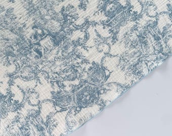 Toile de Jouy Blanket, Double Gauze Cotton Blanket, Lightweight Baby Throw, French Vintage Cottagecore Blanket, 7 Designs
