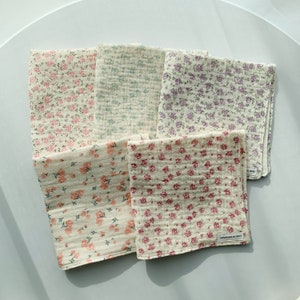 100% Organic Gauze Handkerchiefs, Organic Cotton Handkerchiefs, Flower Patterned Handkerchiefs, Fabric Pouch, Gift, Christmas Gift