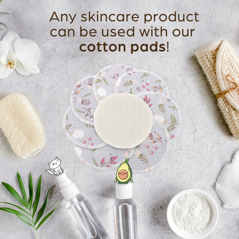 Reusable Organic Cotton Pad Floral Design Organic Facial Etsy