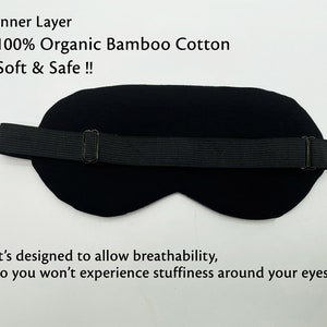 100% Organic Bamboo Cotton Sleep Mask, Eye Mask, Unscented, Self Care, Relaxation, Meditation, Yoga, Spa, Travel, Gift image 6