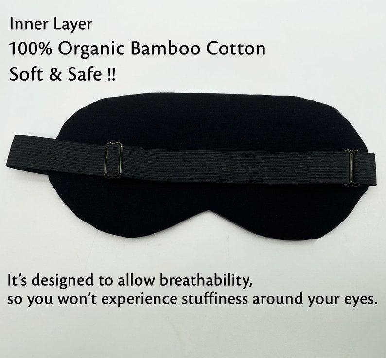 Antifaz para dormir de algodón de bambú 100 % orgánico, antifaz para ojos, sin perfume, ideal para el cuidado personal, relajación, meditación, yoga, spa, viajes y regalos. imagen 5