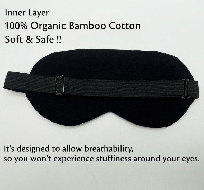 100% Organic Bamboo Cotton Sleep Mask, Eye Mask, Unscented, Self Care, Relaxation, Meditation, Yoga, Spa, Travel, Gift image 6