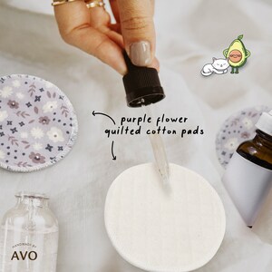 Reusable Organic Cotton Pad, floral design Organic Facial Pads, organic cotton pads, Cotton rounds, makeup remover, facial pads, skincare