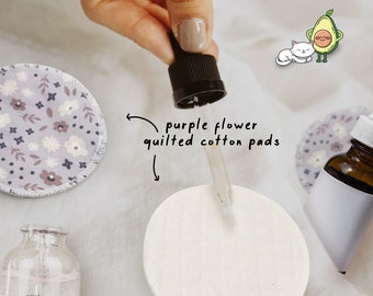 Reusable Organic Cotton Pad, floral design Organic Facial Pads, organic cotton pads, Cotton rounds, makeup remover, facial pads, skincare