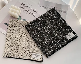 Einstecktuch Polka Dot Baumwoll-Gaze, 100% Baumwolle, Doppel-Muilletuch, cremefarbener schwarzer Schal, Hauscafe-Stoff, weiches wiederverwendbare Einstecktuch