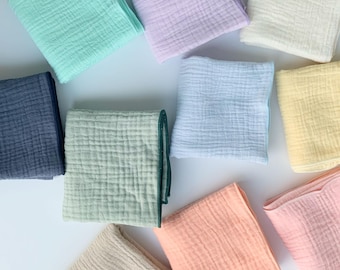 Massives Baumwoll Musselin Einstecktuch | Weiches Gazetuch, Bandana, langes Halstuch | Sanft für empfindliche Haut