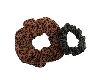Leopard Scrunchies / Cotton Hair Scrunchies / Silk Scrunchy / Silk / Hair accessory / Hair Tie/ Gift for her / Gift / Soft Scrunchy