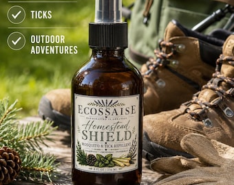 Homestead Shield Mosquito & Tick Repellent | Natural Outdoor Spray | Cedarwood Lemongrass Rosemary Peppermint