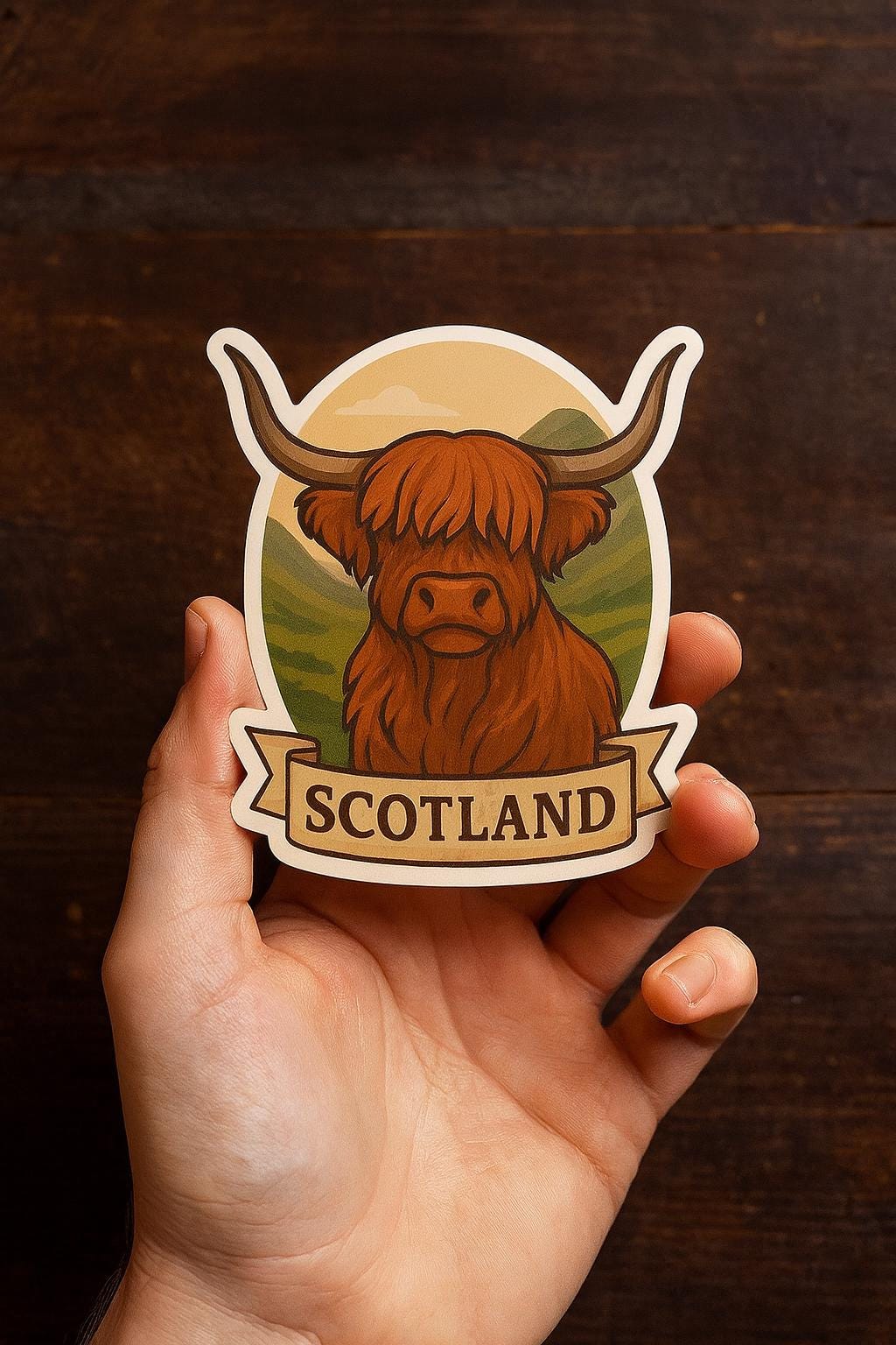 Highland Cow Landscape Sticker by Ecossaise