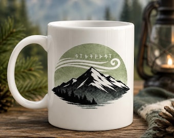Nordic Mountain Coffee Mug | Scandinavian Landscape Adventure Cup