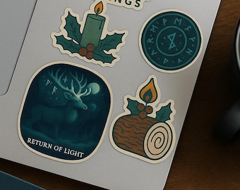 Yule Forest Sticker Set | Folklore Winter Stickers | Witchy Vinyl Pack