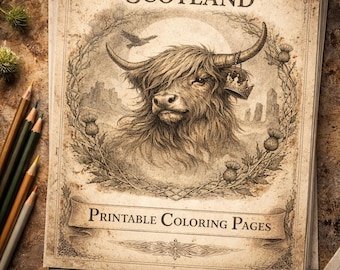 Mystical Scotland Coloring Pages | Celtic Highland Art (Digital Download)