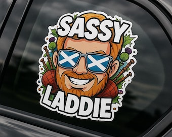 Sassy Laddie Sticker | Scottish Flag Sunglasses, Celtic Humor