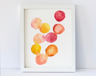 Watercolor Dots Art Print, Watercolor, Abstract, Giclee Art Print, Unframed, 8 x 10