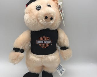 Peluche de motocicleta Harley Davidson Hog de PMI Toys, modelo vintage de 1991, 8 pulgadas.