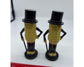 Saliera e pepiera Planters gialle Mr Peanut Vintage in plastica Pyro USA