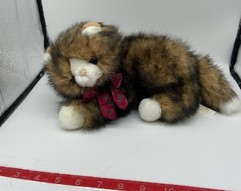 Vintage Nick & Noel Christmas Calico Cat Plush Jingle Bells 1992 Toys R Us