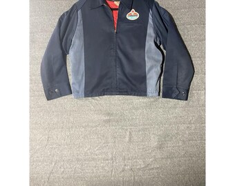 Vintage Unitog Standard Gas Station Work Jacket Navy Blue Two Tone Mens 42 Large