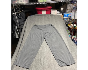 Pantalones de pijama vintage sin marca, color gris, de algodón suave con raya diplomática y cintura elástica, talla grande.