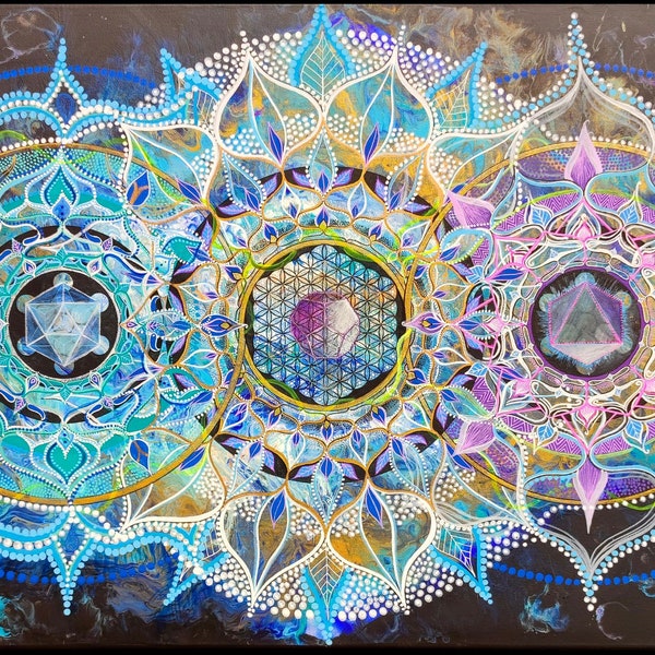 Stickers - autocollant Mandala fleur de vie et géométrie sacrée