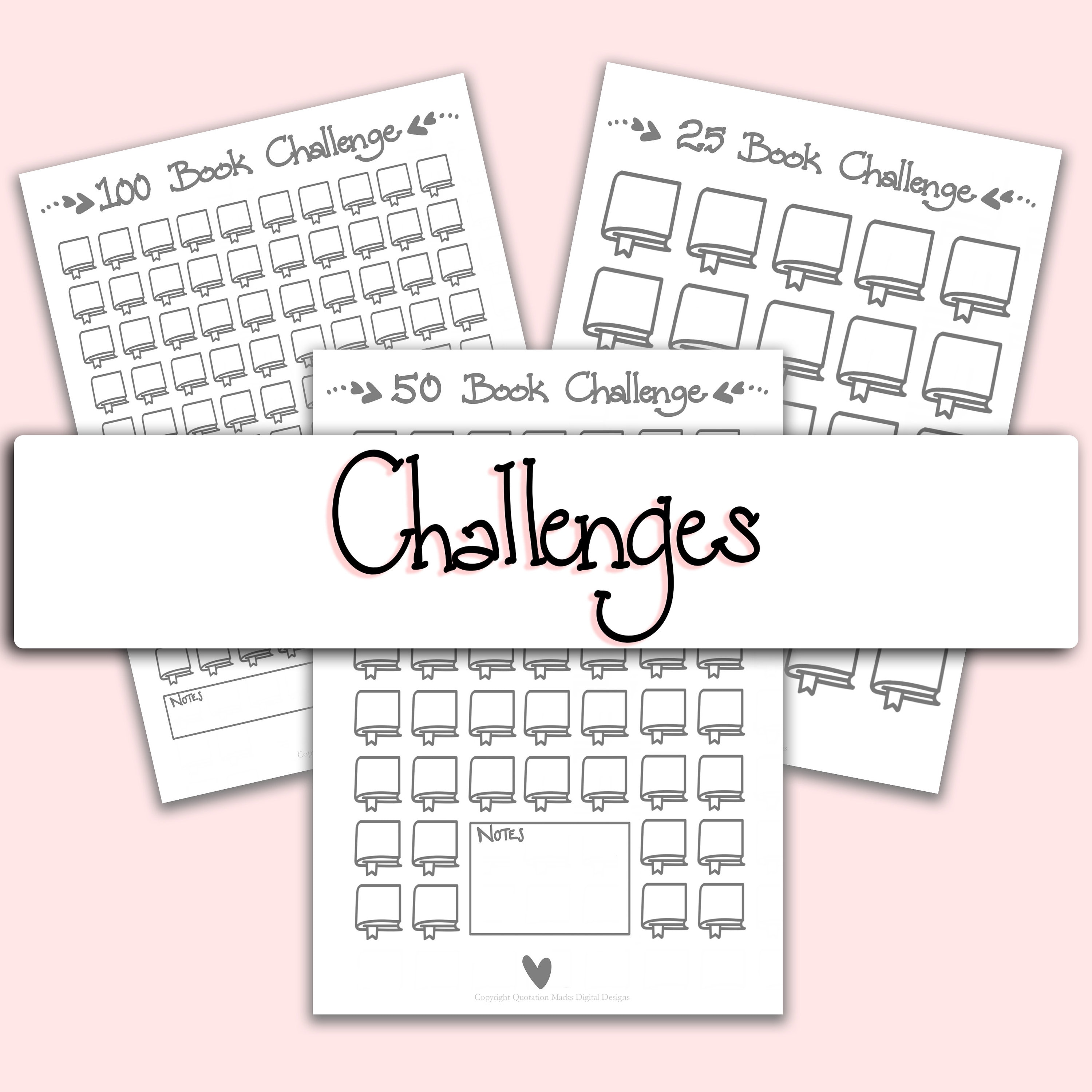 Printable Hand Drawn Reading Templates - Reading Challenges - Etsy