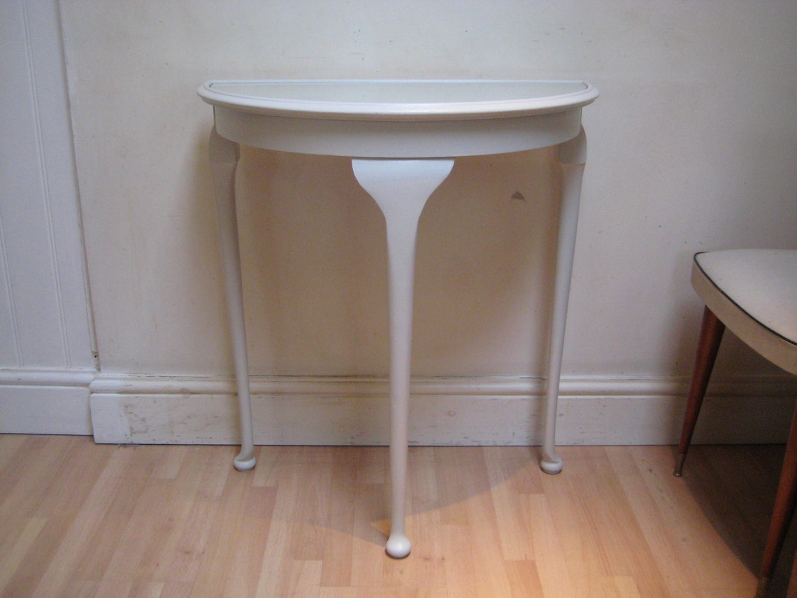 Halfmoon Console Table / Hall Table Glass Topped Elegant Etsy