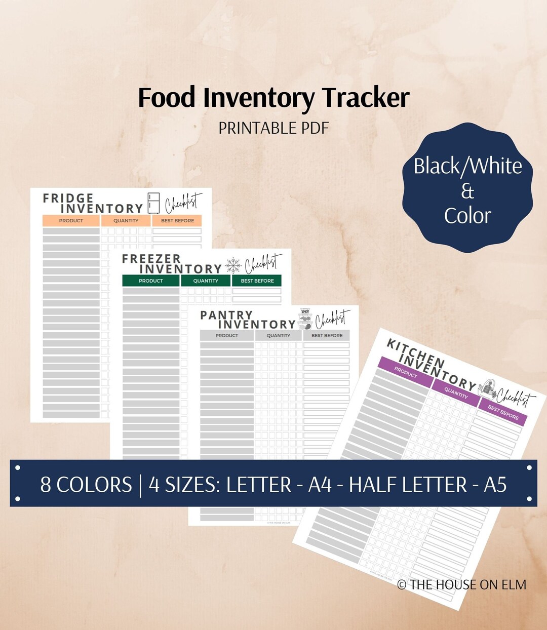Printable Food Inventory Tracker – Kitchen Inventory Sheets (PDF) - Etsy