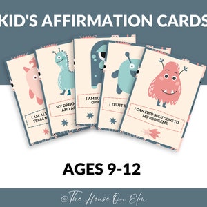 Cartes d'affirmation pour enfants de 9 à 12 ans | Imprimables 5x7 » pour les préadolescents, boost de motivation, pensées intérieures, santé mentale, confiance en soi, optimisme
