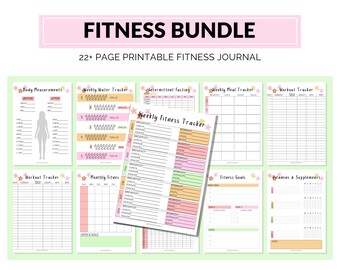 Fitness Tracker Bundle, Workout Journal, Health Logs (Digital Download)