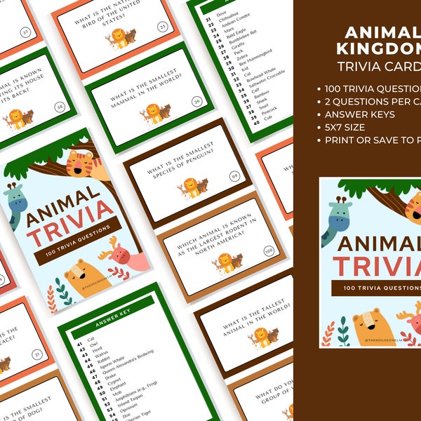 Animal Kingdom Trivia Cards | Homeschool Activity, Learning Games, Teaching Aid, Mammals, Elementary Kids, Middle School