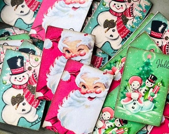 Vintage Wood Christmas Ornaments: Kitsch Santa & Snowmen Decor