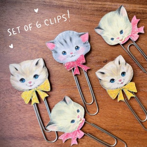 Vintage Kitten Paper Clips: Kitsch Planner Accessories, Cat Lover Gift