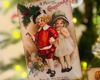 Primitive Christmas Ornament Set: Victorian Children, Vintage Christmas Decor