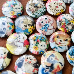 Vintage kitsch-speldknoppen: handgemaakte retrospelden uit de jaren 50 (8 stuks)