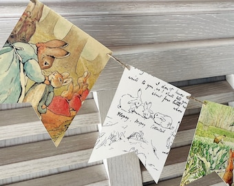 Chá de Bebê Peter Rabbit: Guirlanda de Decorações para Chá de Bebê inspirada em Beatrix Potter