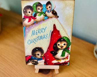 Vintage Kitsch Christmas Bird Plaque: Retro Holiday Decor