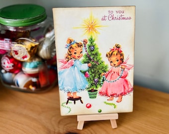 Vintage Christmas Angels Plaque: Kitsch Christmas Decor
