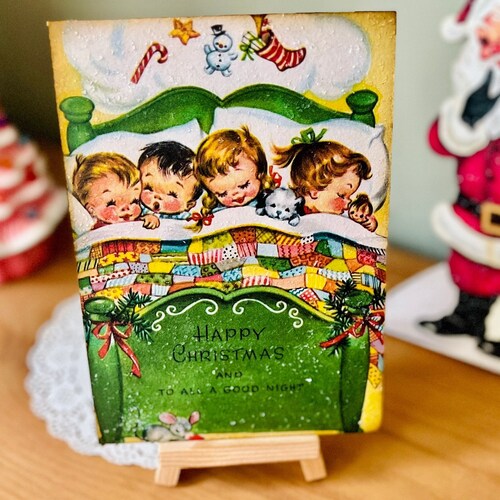 Vintage Christmas Decorations Plaque Shelf Sitter Kitsch Etsy