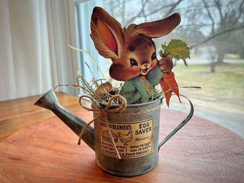 Retro Easter Decor Vintage Easter Bunny Table Decor Kitsch Etsy