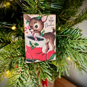 Vintage Reindeer Ornament Wood Kitsch Christmas Old World Christmas Retro Deer Christmas Decor Kitschmas Mini Handmade Ornament